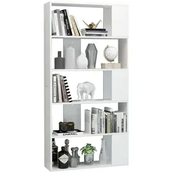 vidaXL Bücherregal/Raumteiler Hochglanz-Weiß 80x24x159 cm