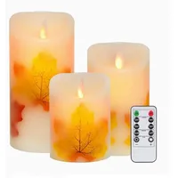Set Mit 3 Led-kerzen In Ahornblattform, Warmweiß, Flammenlos, Batteriebetrieben, Flackernde Dochte, Mit Fernbedienung Und Timer, Für Dekoration Und Hochzeiten (ahornblatt)