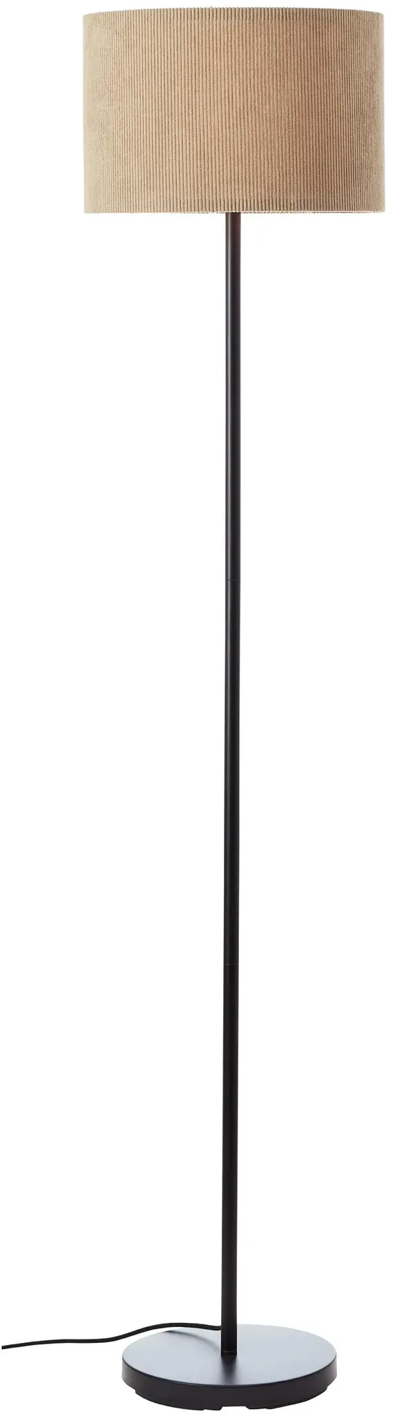 Stehlampe BRILLIANT "Tony" Lampen Gr. 1 flammig, Ø 35,00cm H: 160,00cm,, grau (grau, schwarz) mit Cord-Lampenschirm, 150 x 35 cm, E27, MetallTextil, grauschwarz