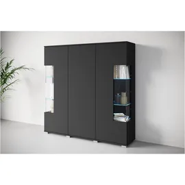 INOSIGN Highboard "Kenia", schwarz (graphite schwarz matt), B:135cm H:134cm T:39,5cm, FSC-zertifizierter Holzwerkstoff, Glas, Hartfaserplatte, Kunststoff, Sideboards, Highboard, Modernes Highboard, mit Glastüren, Breite 135 cm