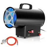 SWANEW Gasheizgebläse 15 kW Gas Heizgerät inkl Verbindungschlauch und Gasdruckregler 700mbar, Wirksame Fläche: 225m2,für Baustellen, belüfteten Lagerräumen, Garagen usw