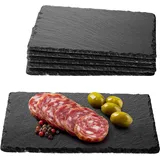 Navaris Schiefer Teller Platzset 6-teilig inkl. Kreide - 23x15cm Schieferplatten 6x Servierplatte - Servierteller Schieferplatte Sushi Geschirr eckig