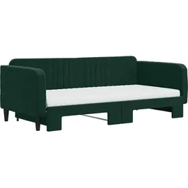 vidaXL Tagesbett Ausziehbar mit Matratzen Dunkelgrün 100x200 cm Samt