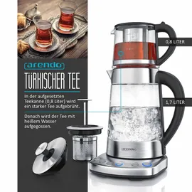 Arendo 1,7 l Edelstahl Silber