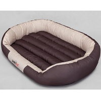 Hobbydog XXL OWABZB4 Dog Bed Oval XXL 115X90 cm Brown with Beige, XXL, Brown, 5.7 kg