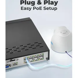 Reolink 12MP PoE Kamerasystem, 16-Kanal NVR mit 2TB HDD für 24/7 Aufzeichnung und 4 Dome Überwachungskameras mit Personen-/Fahrzeugerkennung,