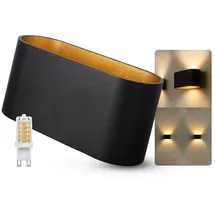 SSC-LUXon JOBERO schwarz Gold Up Down Leuchte inkl. 1x G9 LED warmweiß