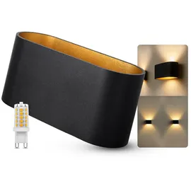 SSC-LUXon JOBERO schwarz Gold Up Down Leuchte inkl. 1x G9 LED warmweiß