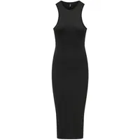 ONLY Damen Figurbetontes Bodycon-Kleid Geripptes Midi Dress Ärmellos, Farben:Schwarz, Größe:XL