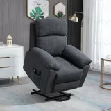 Homcom Massagesessel mit Aufstehhilfe Leinen 99 x 103 x 89 cm Grau elektrisch