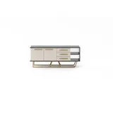 JVmoebel Beiges Designer Lowboard 64 cm X 53 cm X 155 cm Grau Holz