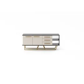 JVmoebel Beiges Designer Lowboard 64 cm X 53 cm X 155 cm Grau Holz