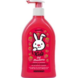sanosan Haarshampoo 400 ml 2in1 Duschgel & Haar Shampoo Erdbeere für Kinder & Baby, 1-tlg.