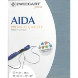Zweigart AIDA precut 18 ct. Fein-Aida 3793 Farbe 5020 dunkel blaugrau, Handarbeitsstoff für Kreuzstich 48x53cm