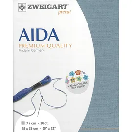 Zweigart AIDA precut 18 ct. Fein-Aida 3793 Farbe 5020 dunkel blaugrau, Handarbeitsstoff für Kreuzstich 48x53cm