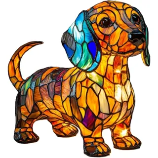 Gartenstadl Leuchthund - Handgefertigte Lampe, Lässt Lampe Labrador, Sanftes Warmes Licht für Dein Zuhause, die Herzen erstrahlen lässt (Dackel)