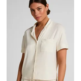 Hunkemöller Jersey-Pyjama Kurzärmelige Jacke Weiß XS