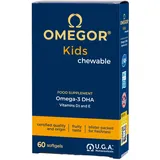 Omegor Kids – Omega 3 für Kinder ab 3 Jahren – Nahrungsergänzung mit Vitamin D3 & E – Omega 3 Kapseln für Kinder mit angenehmem Fruchtgeschmack – Laborgeprüft & IFOS-zertifiziert, 60 kaubare Kapseln