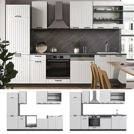 Vicco Küchenzeile Fame-Line 300 cm Weiß Landhaus/Anthrazit