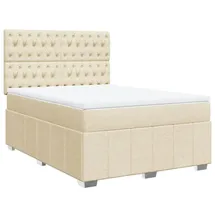vidaXL Boxspringbett mit Matratze Creme 160x200 cm Stoff - Creme