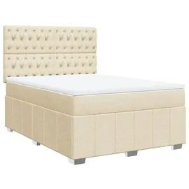 vidaXL Boxspringbett mit Matratze Creme 160x200 cm Stoff - Creme