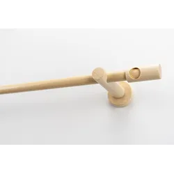 Gardinenstange GARESA "PANDRI", beige (natur), L:430cm Ø:20mm, Holz, Gardinenstangen, Vorhanggarnitur, verlängerbar, gerader Knopf mit Ausschnitt
