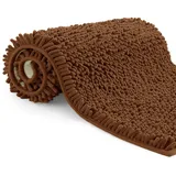 Poligono Badezimmerteppich,rutschfest waschbar,Badteppich Mikrofaser Saugfähig Badvorleger Duschvorleger,40x60cm,Braun