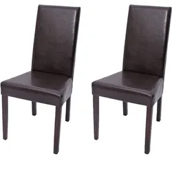 2er-Set Esszimmerstuhl K√ochenstuhl Stuhl Bertha, Lederlook, braun
