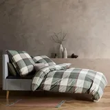 FLEURESSE gewebte Edelflanell Bettwäsche Lech Riverside grün 135x200 cm + 80x80 cm - grün;beige