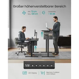 Songmics Höhenverstellbarer Schreibtisch elektrisch 60 x 120 x (72-120) cm