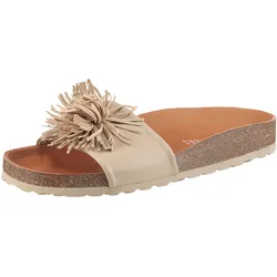 Pantolette VERBENAS "Reina Ecobrush", Damen, Gr. 41, beige, Leder, modisch, Schuhe, Sommerschuh, Schlappen, Strandschuh für den Sommer