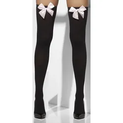 Blickdichte Overknee Strümpfe Mit Rosa Schleife - OS