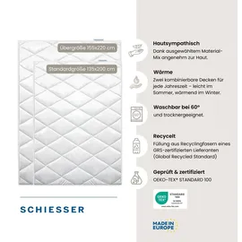 SCHIESSER 4-Jahreszeiten Bettdecke Lykke | 2-teilige Steppdecke mit Druckknöpfen | Sommerdecke & Übergangsdecke kombinierbar | Oeko-TEX® Standard 100 155x220 cm