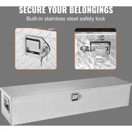 Vevor 1219 x 381 x 381 mm Werkzeugkasten für Lkw-Ladefläche, Abschließbar 177 L Truckbox Werkzeugbox Aufbewahrungs-Werkzeugkasten, 50 kg Tragfähigkeit Werkzeugkiste Organizer für Wohnmobil, PKW usw.