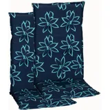NYVI Gartenstuhl Auflagen Hochlehner 2er Set Barcelona - UV-Beständig, Atmungsaktiv, Strapazierfähig - Hochlehnerauflagen Sitzkissen Outdoor - Sitzauflagen für Gartenstühle 118x50cm Blume Hellblau
