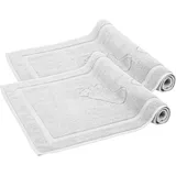 Komfortec Badvorleger Set 2 Teilig, Frottee Duschvorleger, Waschbar Duschmatte & Badteppich, 800 g/m2 &100% Baumwolle, Saugfähig & Schnelltrocknend, 50 x 80 cm, Weiß