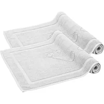 Komfortec Badvorleger Set 2 Teilig, Frottee Duschvorleger, Waschbar Duschmatte & Badteppich, 800 g/m2 &100% Baumwolle, Saugfähig & Schnelltrocknend, 50 x 80 cm, Weiß