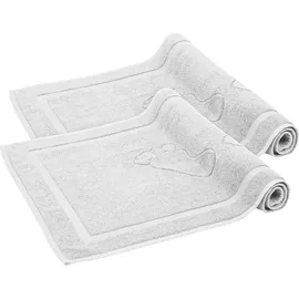 Komfortec Badvorleger Set 2 Teilig, Frottee Duschvorleger, Waschbar Duschmatte & Badteppich, 800 g/m2 &100% Baumwolle, Saugfähig & Schnelltrocknend, 50 x 80 cm, Weiß