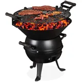 Relaxdays Grillfass Gusseisen 46 x 36 x 39 cm