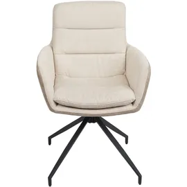 Mendler Esszimmerstuhl HWC-K32, Küchenstuhl Lehnstuhl Stuhl, drehbar Auto-Position, Stoff MVG ~ creme-beige