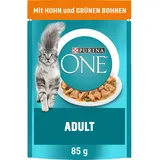 PURINA ONE Adult Katzenfutter Nass, Zarte Stückchen in Sauce Mit Huhn, 26Er Pack