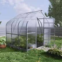 baumera Klasika Greenhouses Gewächshaus Standart Klasika (Außenmaß inkl. Dachüberstand (B x T): 250 x 200 cm, Material Seitenwand: Kunststoff, 6 mm, Silbergrau)