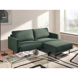 Beliani Ecksofa 2-Sitzer Stoff Dunkelgrün
