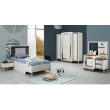 aea Garnitur Kinderzimmer Bett Kinderbett Kindermöbel Weiß Holz Set 5tlg