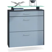 Vladon Schuhschrank, Pastellblau, Holzwerkstoff, 89x96x23 cm, Garderobe, Schuhaufbewahrung, Schuhkipper