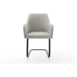 DeLife Schwingstuhl Greg-Flex Stripes Hellgrau Freischwinger flach Schwarz