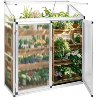 Gegaden Anlehngewächshaus Tomatenhaus Gewächshaus 130x52x140cm Aluminium Beistell-Gewächshaus, Treibhaus Gartenhaus Frühbeet Ohne Rückwand, Gewächshaus Winterfest Klein, Minigewächshaus, Silber