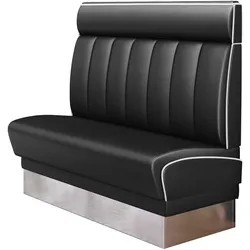 Dinerbank | Schwarz | B:H 200 x 123 cm | Gestreift | Leder | American Diner Sitzbank, American Dinerbank, American Diner Möbel