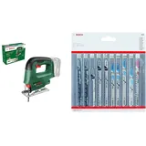 Bosch Akku-Multischleifer EasySander 18V-8 (Ohne Akku; für die DIY-Holzbearbeitung; 3x Schleifblätter; 20x Schleifpapier) + Accessories 10tlg. Stichsägenblätter Set (für Holz und Metall, Zubehör)