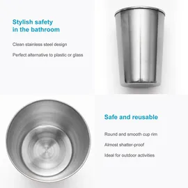 Intirilife Edelstahl Becher 0,17 l Silber 5 St.